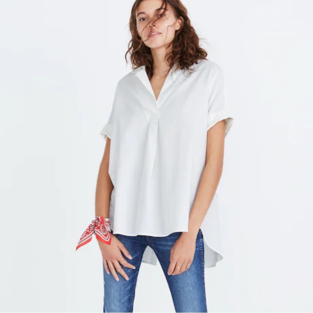 Madewell Courier Button-Back Shirt in Pure White